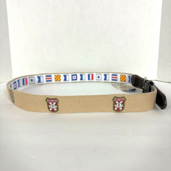NWT- Castaway Nantucket Men's Bowsprit Belt Embroidered Bushwood Tan SZ 42 - Picture 4 of 8